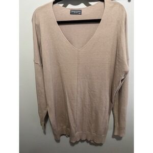 Sweet Lovely by Jen Tan‎ Beige V-Neck Oversized Knit Sweater SW111 M/L